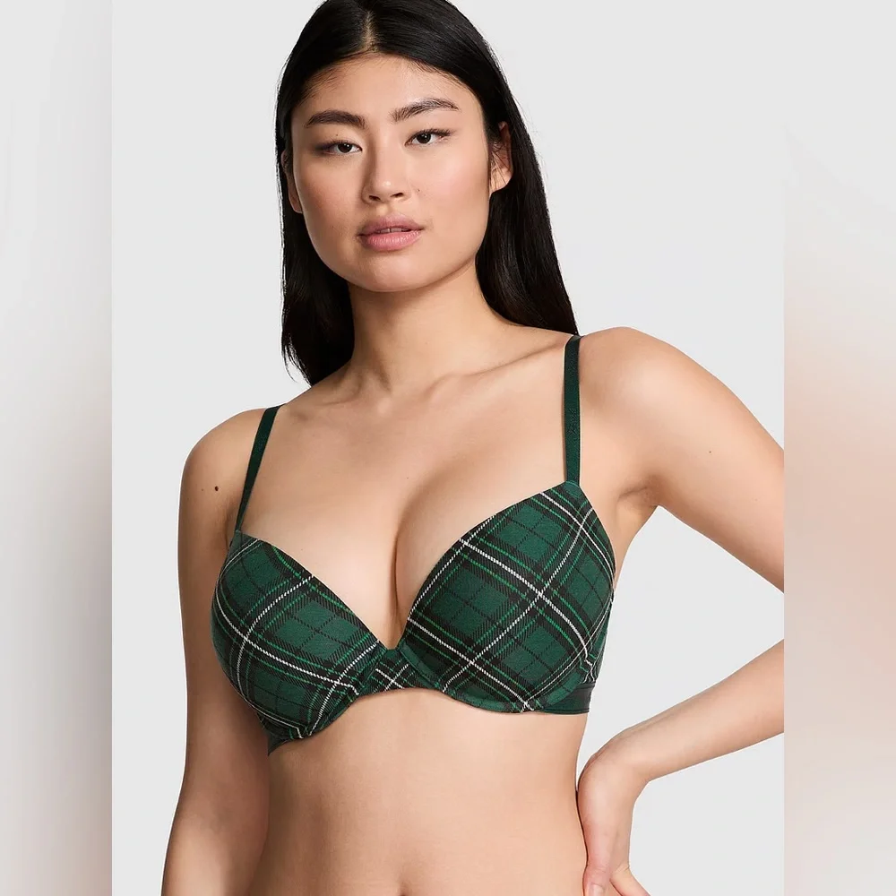 VS Green Plaid Wear Everywhere Push Up Bra